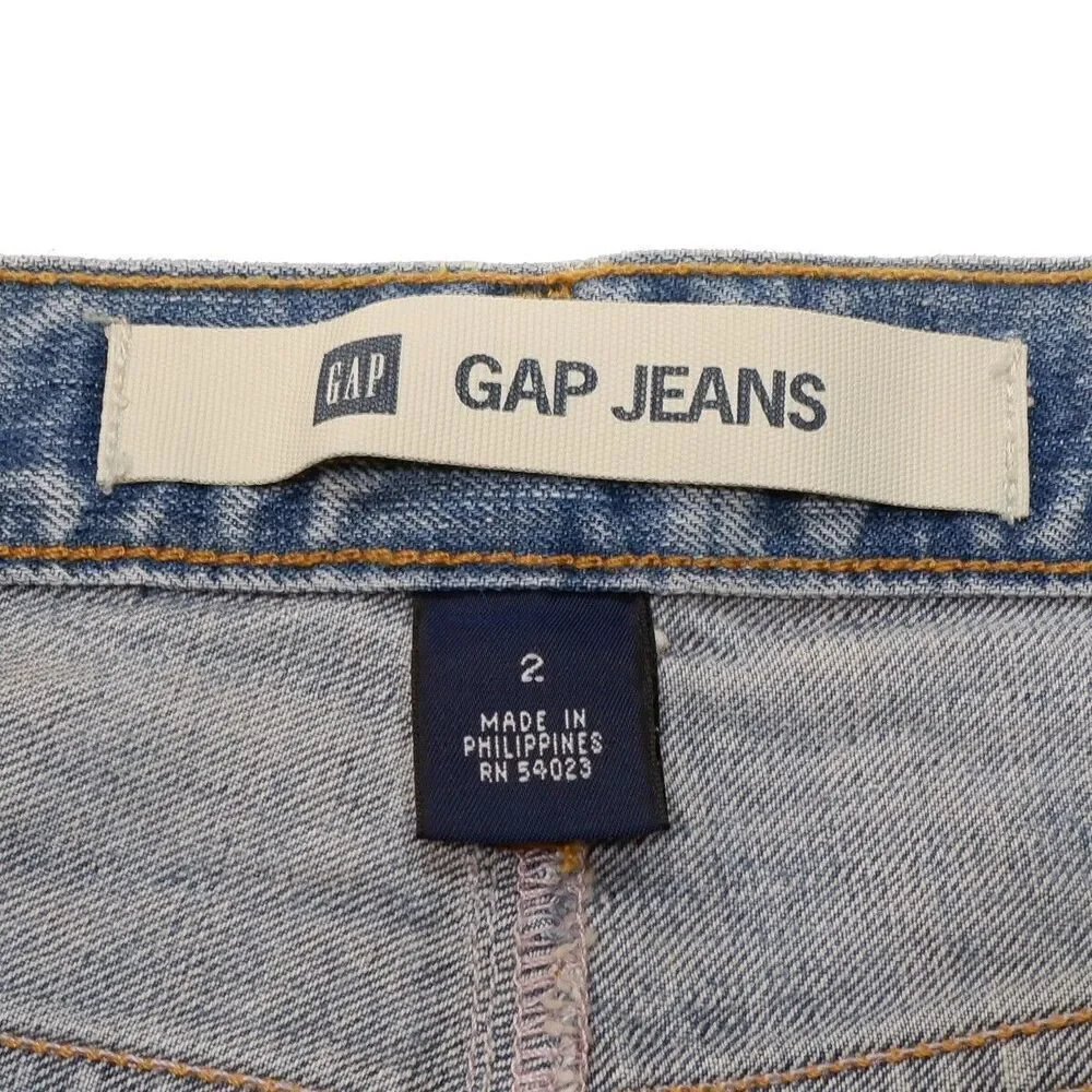 Y2K Gap Denim Skirt Womens Size 2 28x16 Blue A-Line Pockets Cotton Spring 04’